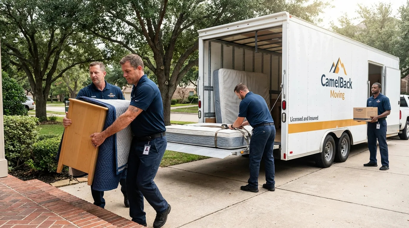 Crew loading residential truck for cross-state move from East Windsor, CT