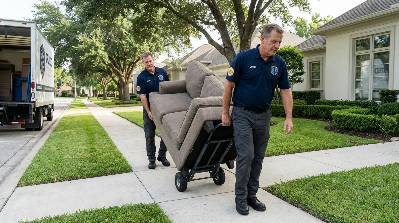 Local residential moving crew loading furniture in East Windsor, CT